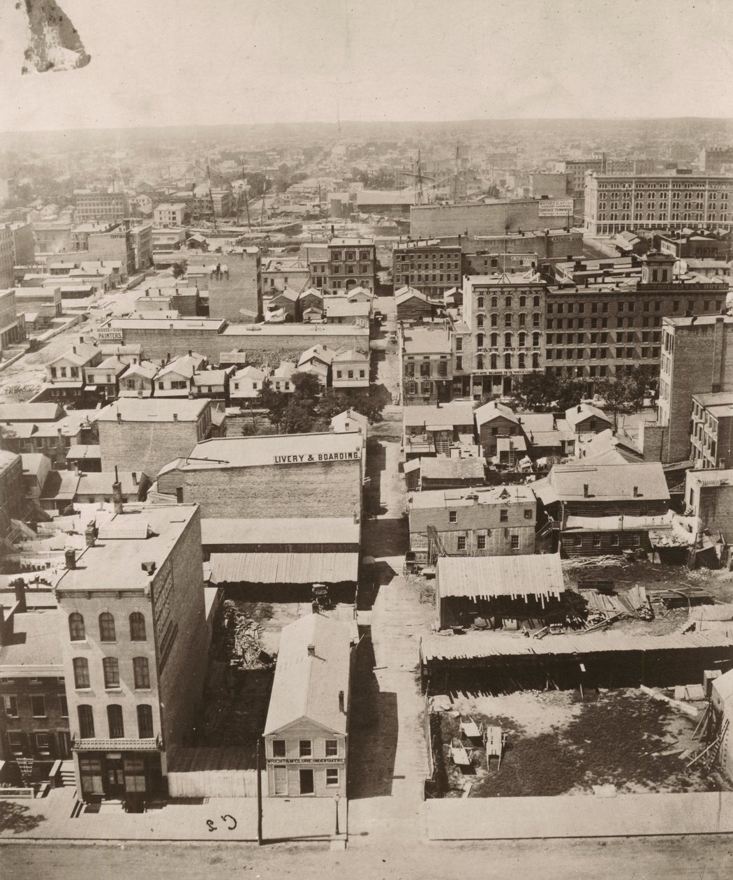 Pohled na západ z kopule soudní budovy v Chicagu, 1858 od Alexander Hesler