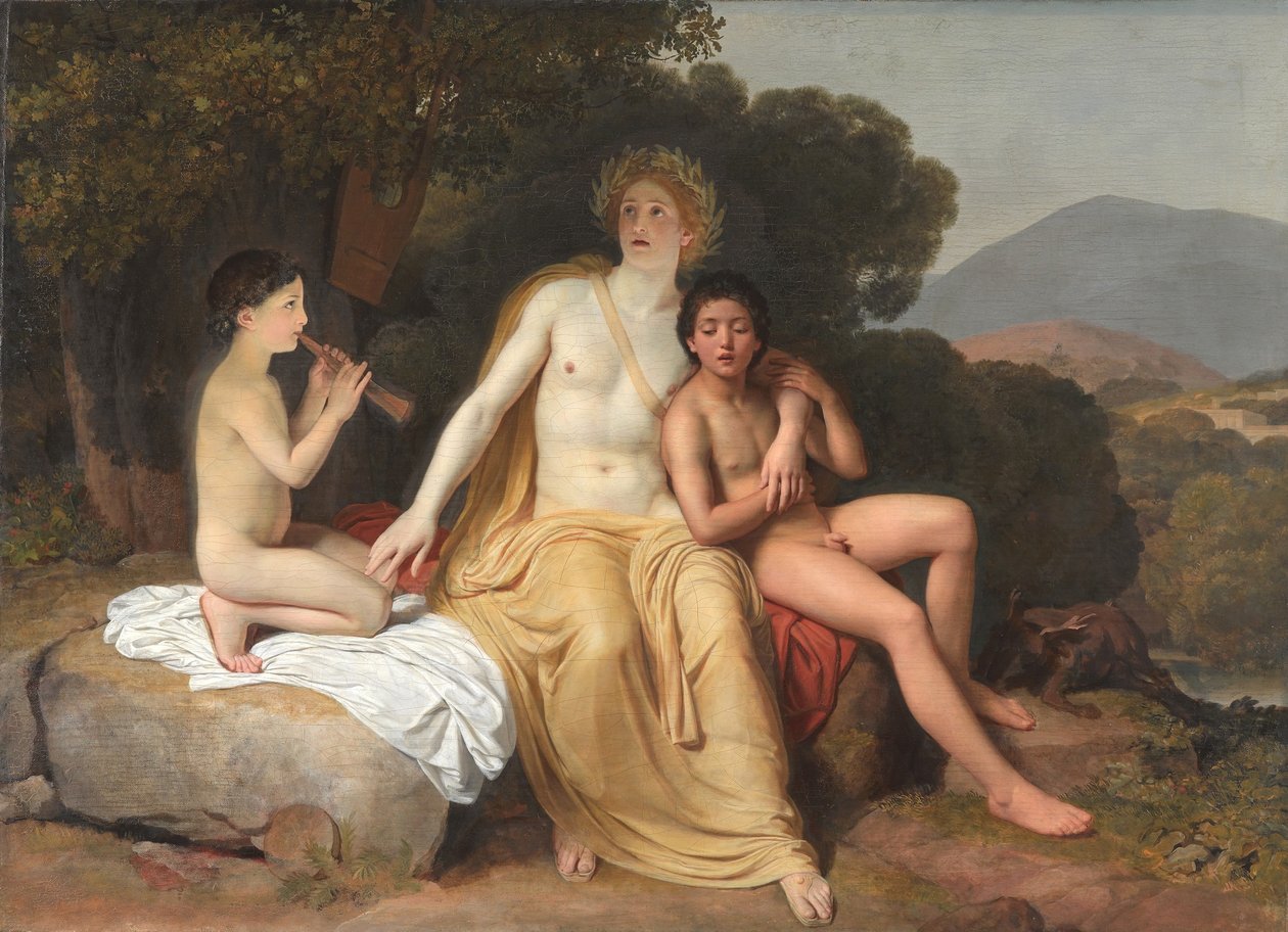 Rusky: "Apollo, Hyacinthus a Cyparissus muzicírují a zpívají" Apollo, Hyacinthus a Cyparissus muzicírují a zpívají od Alexander Ivanov