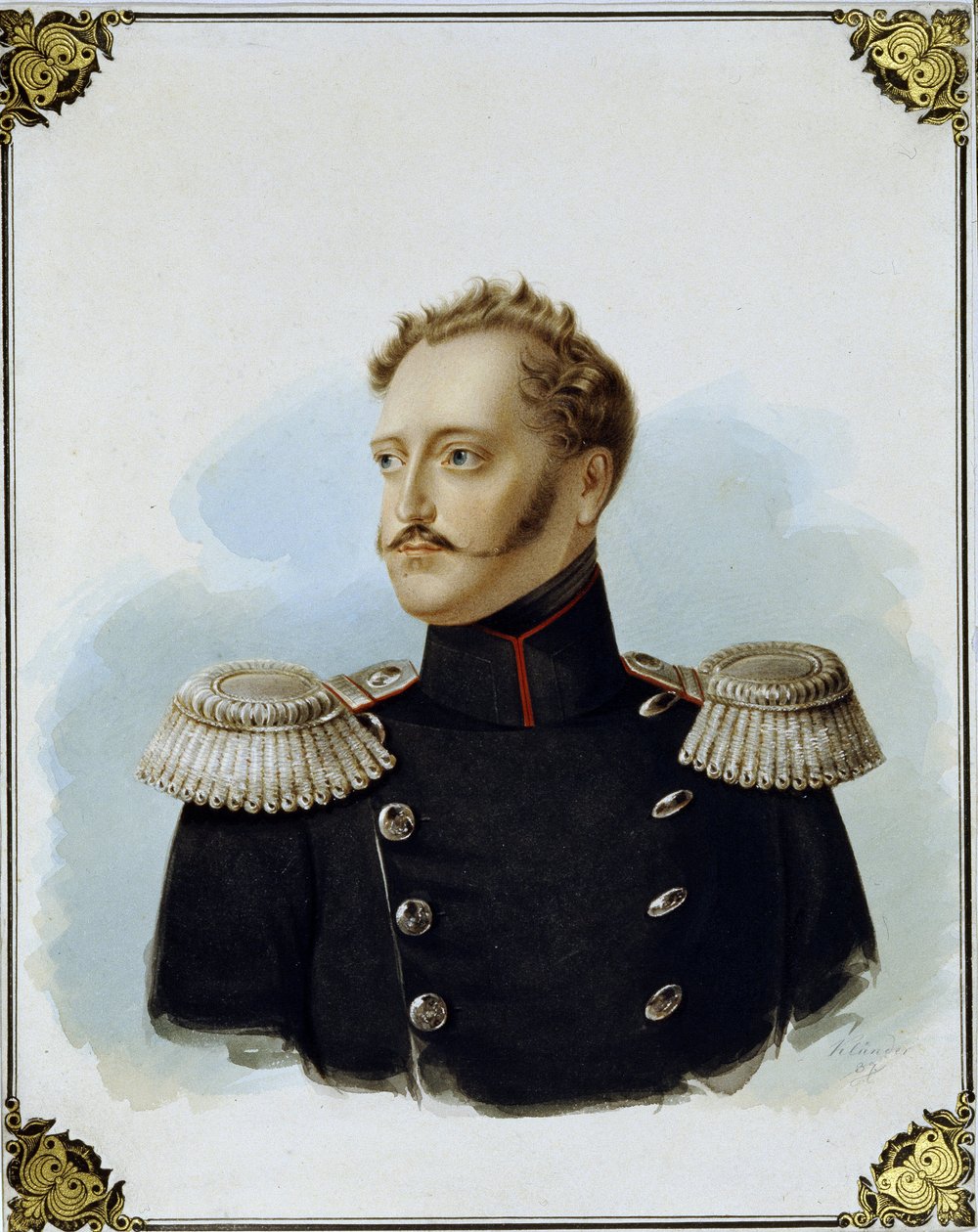 Portrét ruského císaře Nicholase I. (1796-1855) (Portrait of The Emperor Nicholas I). Dílo Alexandra Ivanoviče Klundera (1802-1875), akvarel a bílá na kartonu od Alexander Ivanovich Klünder