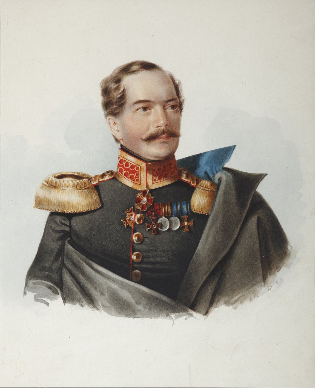 Portrét hraběte Dmitrije Alexejeviče Ščerbatova 1818-1881, 1849 od Alexander Ivanovich Klünder