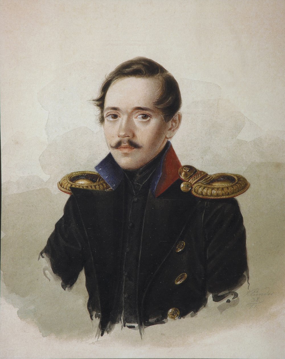 Portrét básníka Michaila Lermontova 1814-1841, 1839 od Alexander Ivanovich Klünder