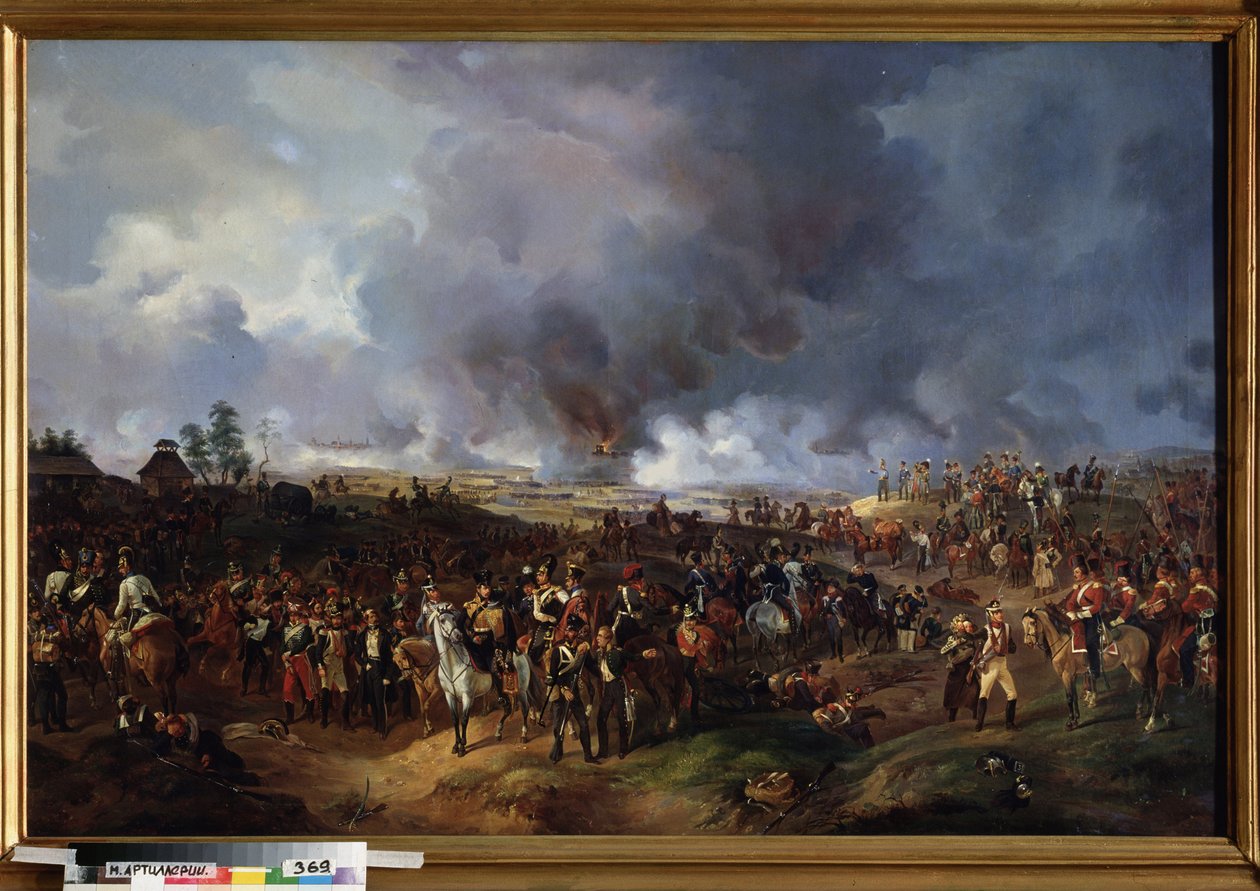 Bitva národů u Lipska (Německo), říjen 1813. (Nebo bitva u Lipska, epizoda napoleonských válek, během německého tažení (1813). Malba Alexandra Ivanoviče Sauerweida (1783-1844), olej na plátně od Alexander Ivanovich Sauerweid