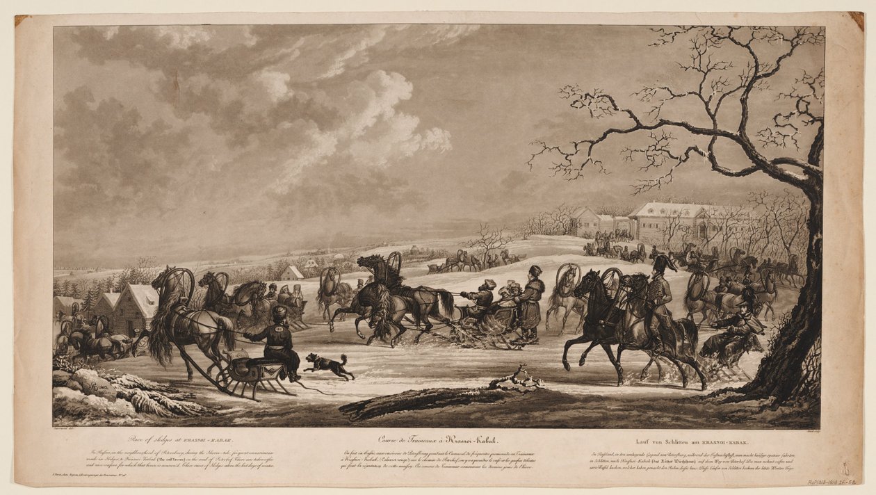 Závod saní v Malé červené krčmě Krasny Kabachok, 1814 od Alexander Ivanovich Sauerweid