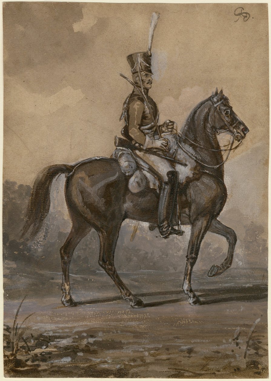 Ruský dragoun - Sauerweid, Alexander Ivanovič (1783-1844) - 1820 - Akvarel na papíře - 22,9x16,2 - Soukromá sbírka od Alexander Ivanovich Sauerweid