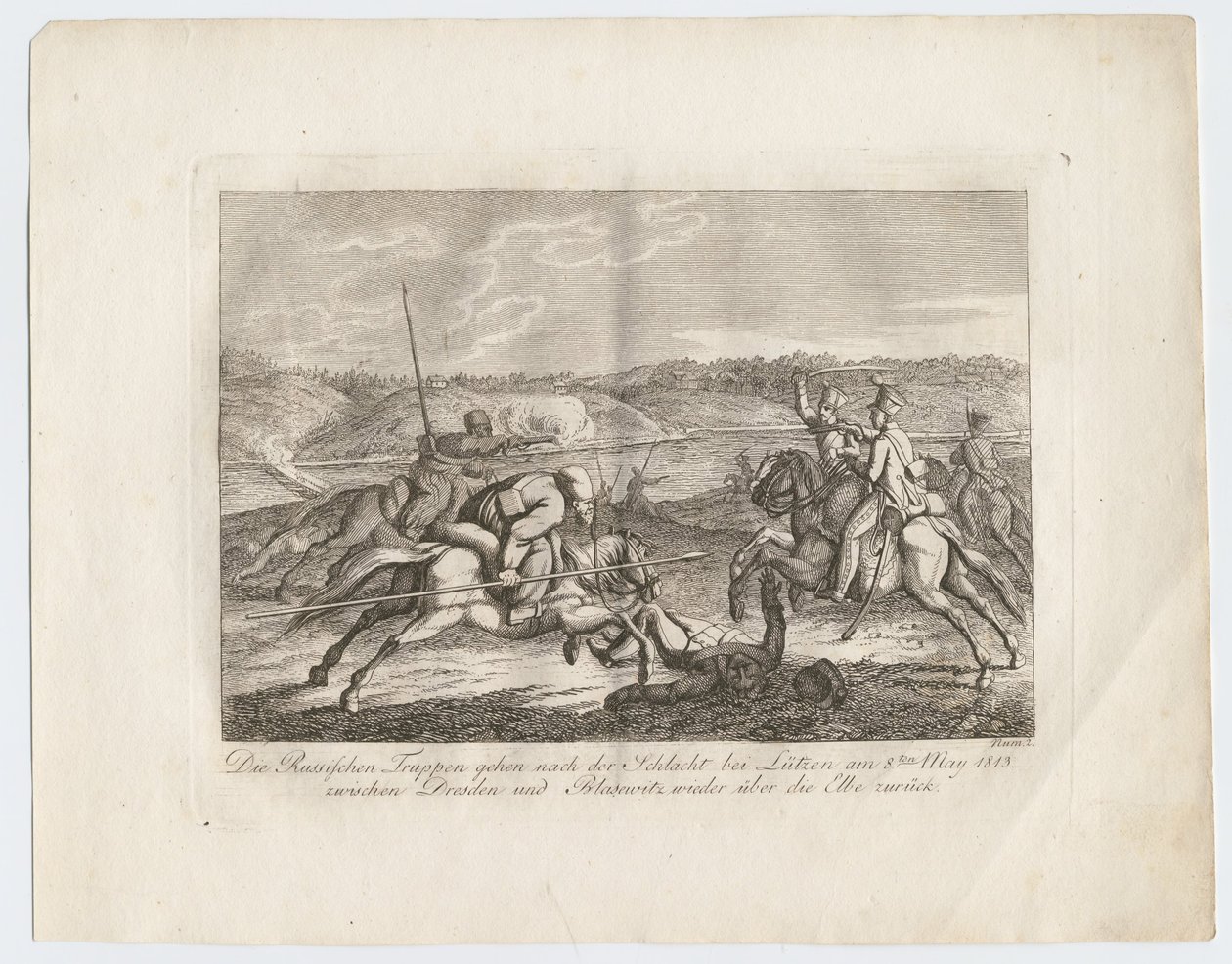 Ruské jednotky jdou po bitvě u Lutzen zpět přes Labe, 1813 od Alexander Ivanovich Sauerweid