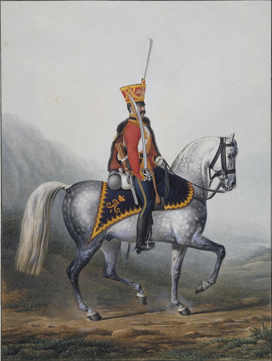 Voják husarského pluku plavčíků, 1817-1824 od Alexander Ivanovich Sauerweid