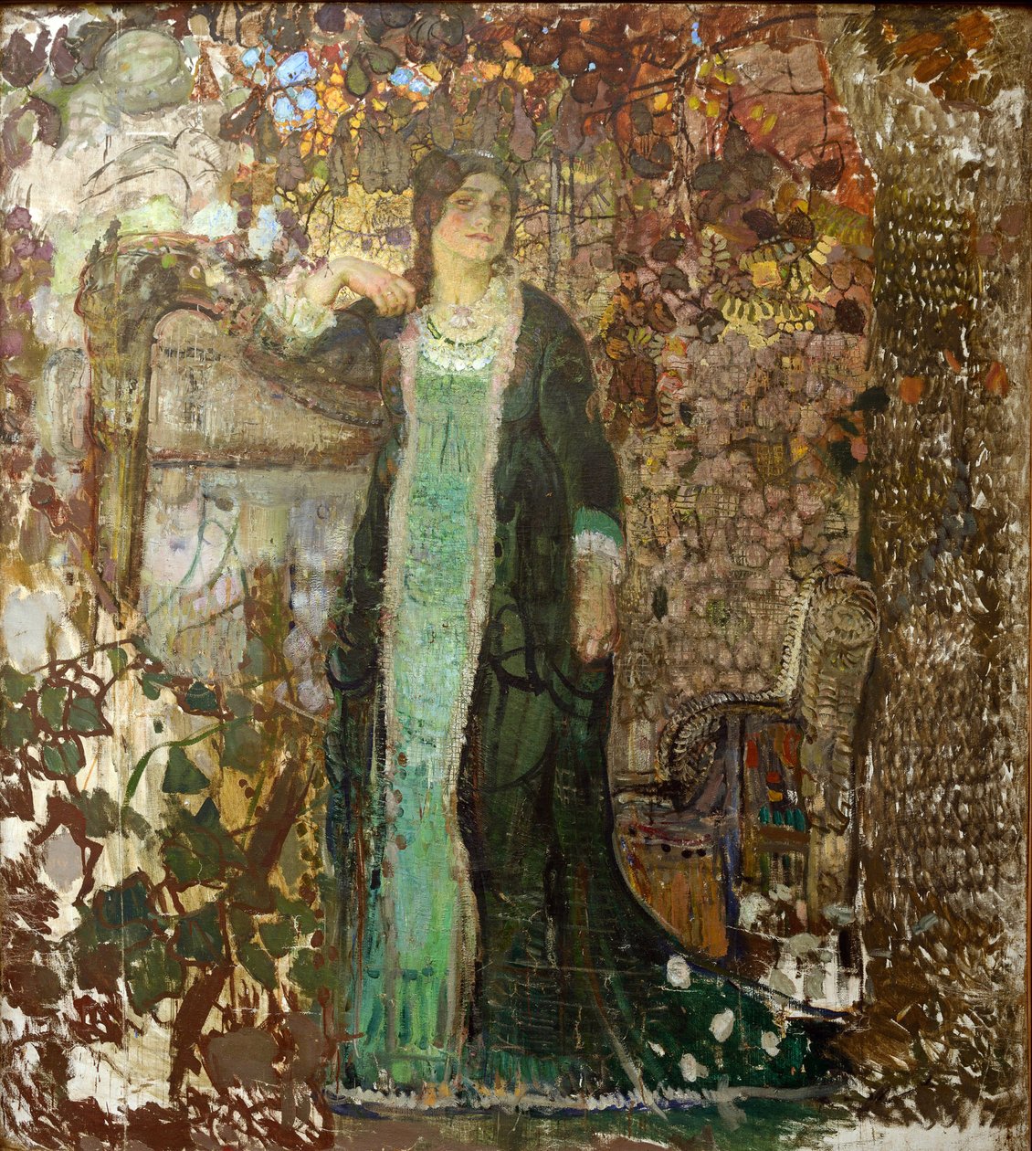 Harfenista. Portrét Tatiany Sergejevny Bartsevové (1886-1984) par Savinov, Alexander Ivanovič (1881-1942) od Alexander Ivanovich Savinov