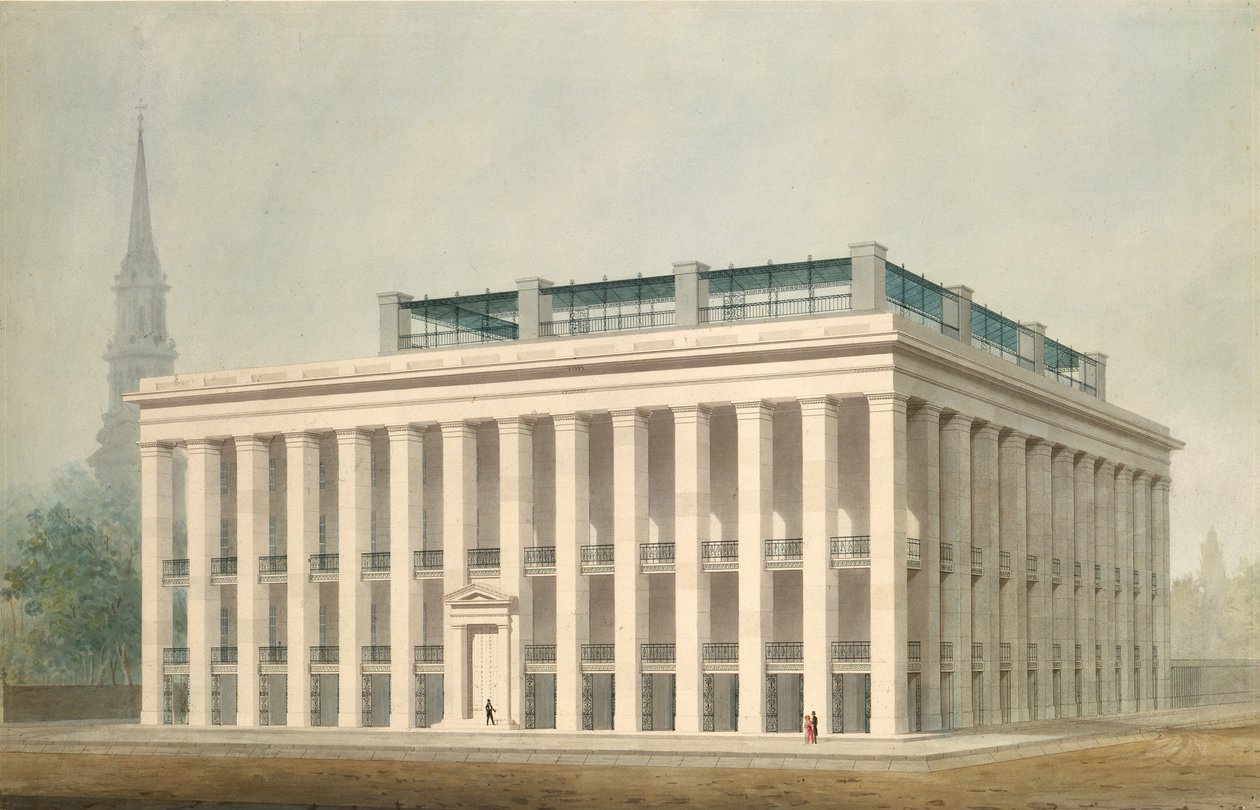 Návrh na Astor House Park Hotel, perspektiva New Yorku, ca. 1830-34. od Alexander Jackson Davis
