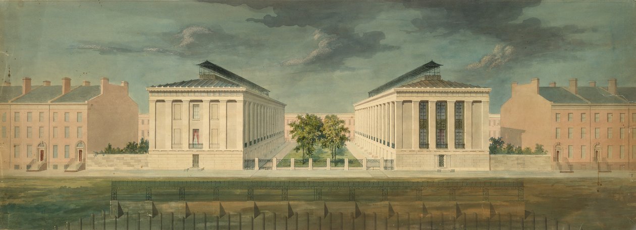 Nerealizovaný návrh pro perspektivu rozvoje teras Cross-Block, ca. 1831. od Alexander Jackson Davis