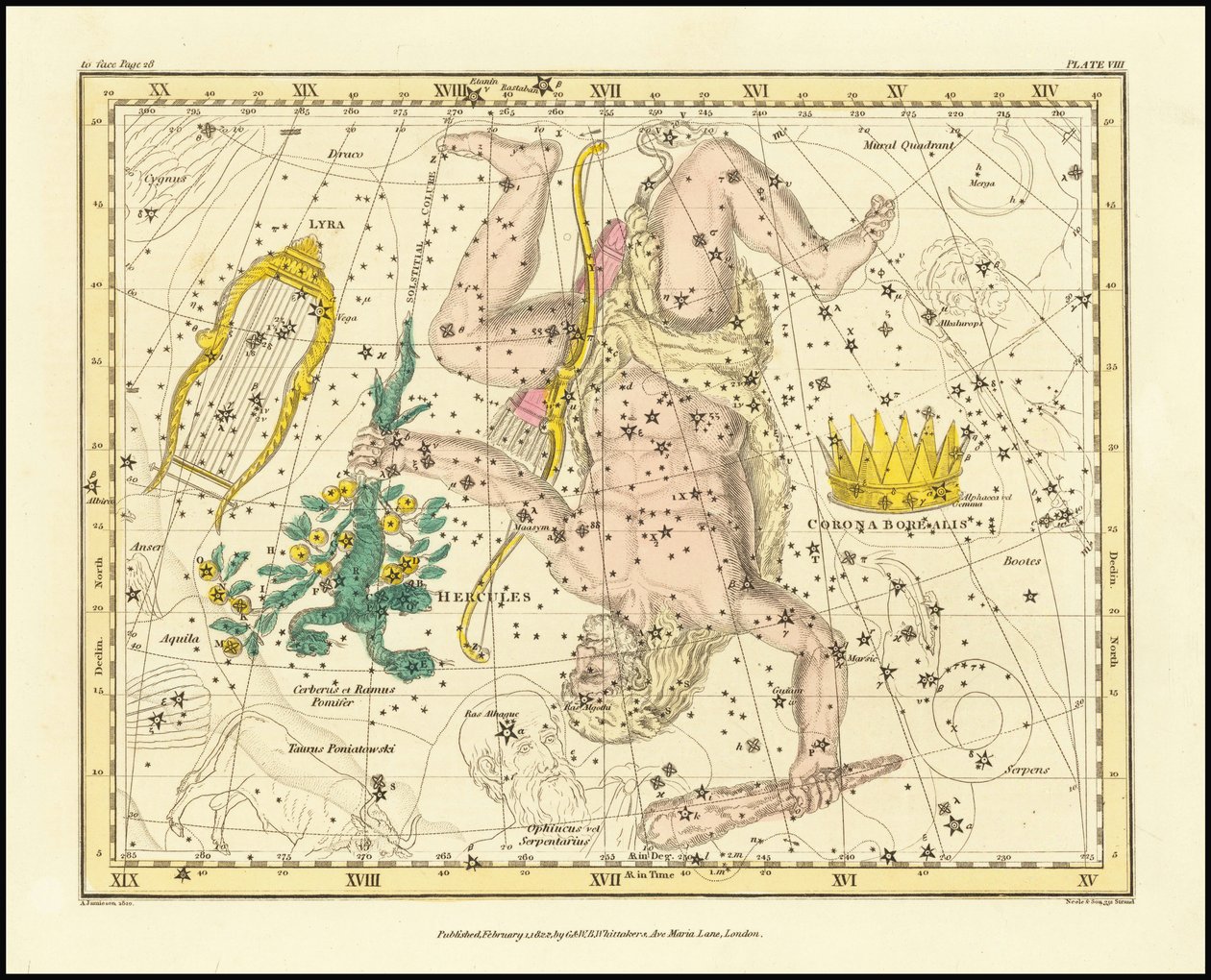 1822 - Alexander Jamieson - Corona Borealis, Herkules a Cerberus a Lyra od Alexander Jamieson