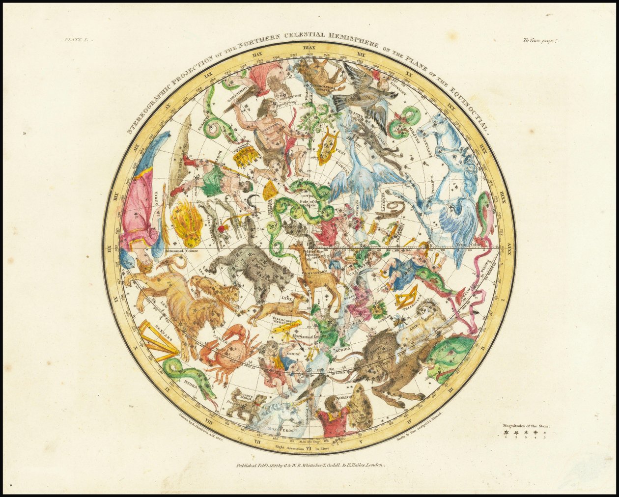 1822 - Alexander Jamieson - Stereografická projekce severní nebeské polokoule od Alexander Jamieson