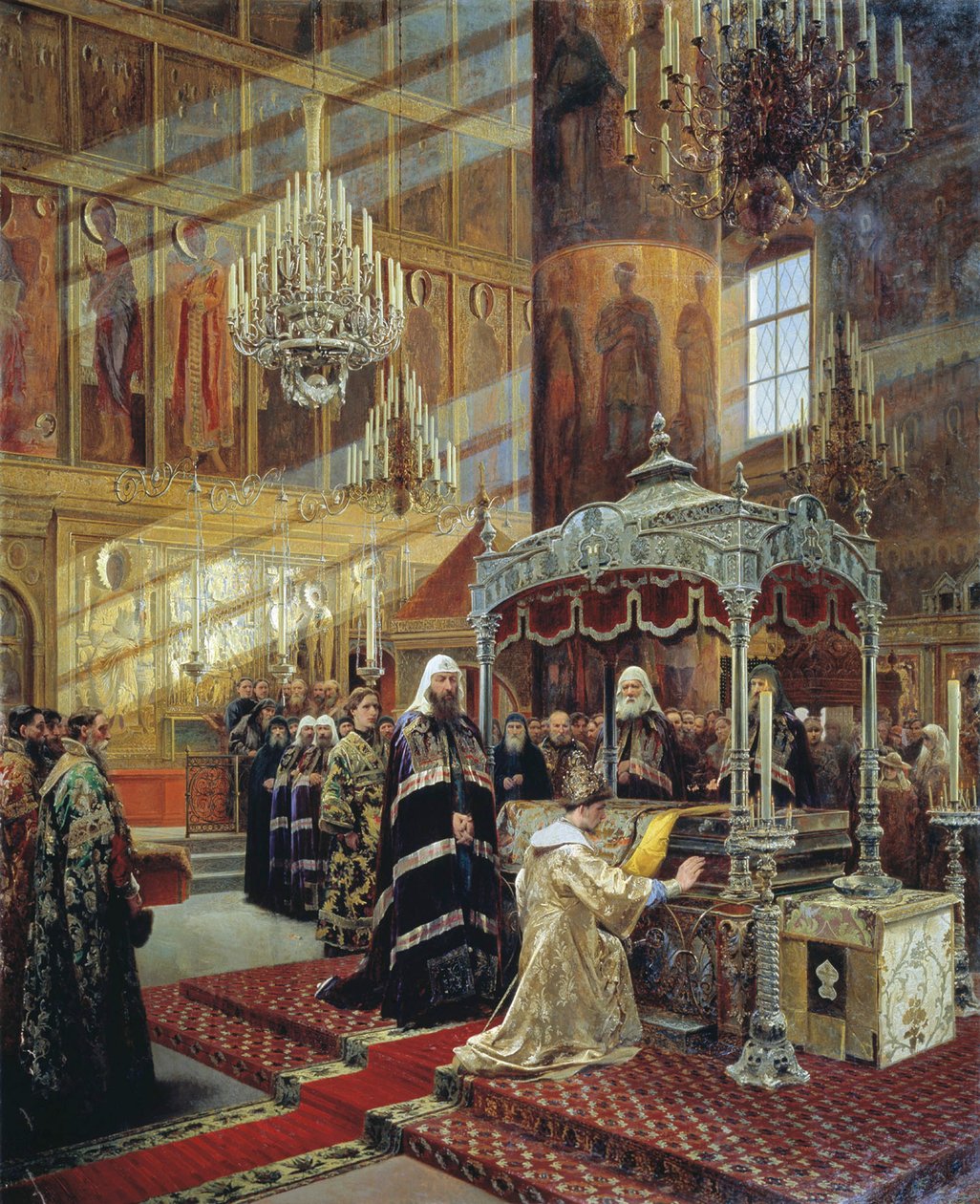 Car Alexis a patriarcha Nikon u rakve metropolity Filipa z Moskvy, 17. století 1886 od Alexander Litovchenko