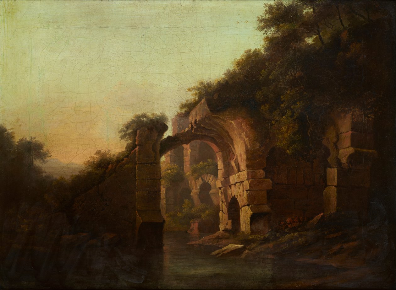 Zničený most přes řeku, Itálie (olej na plátně) od Alexander Nasmyth