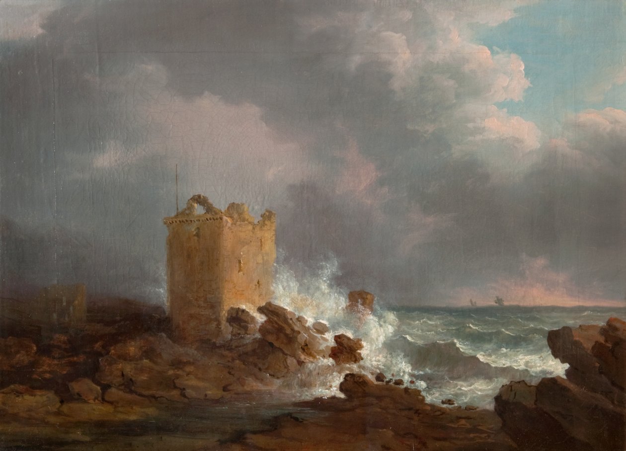 Broughty Castle during a Storm, cca 1810 (olej na plátně) od Alexander Nasmyth
