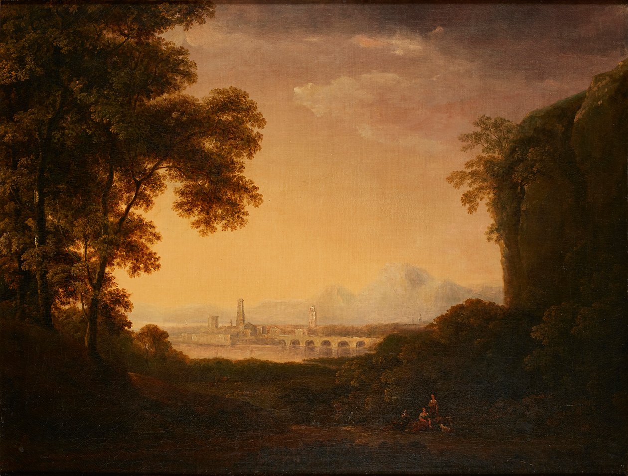 Postavy v zalesněné italské krajině (olej na plátně) od Alexander Nasmyth