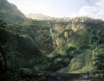 Hadriánova vila v Tivoli s chrámem Vesta (olej na plátně) od Alexander Nasmyth