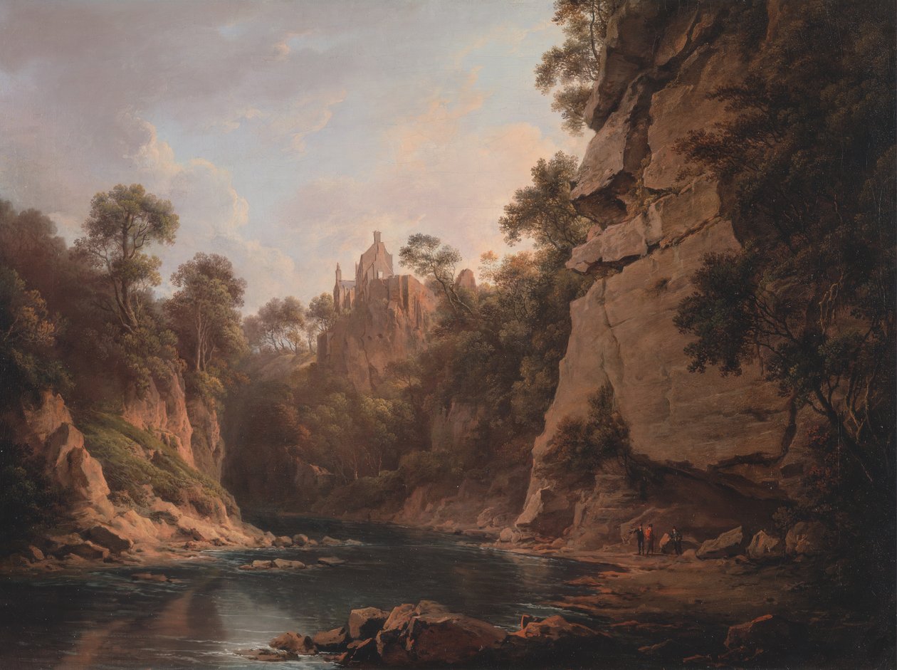 Hrad Hawthornden, poblíž Edinburghu, mezi 1820 a 1822. od Alexander Nasmyth