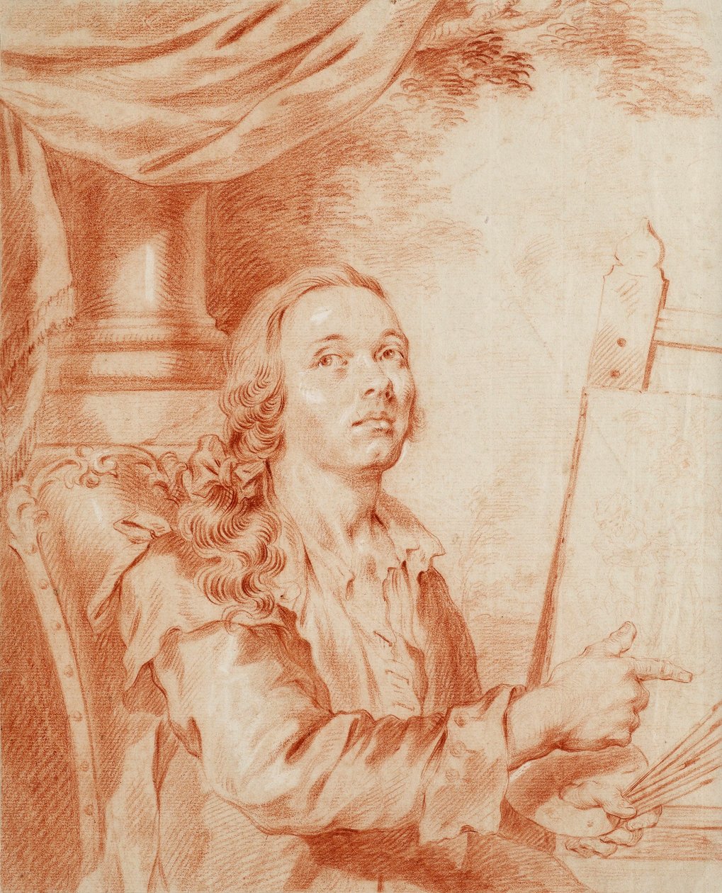 Autoportrét - dílo Alexandra (Alexandra) Roslina (1718-1793), sangvinik na papíře od Alexander Roslin