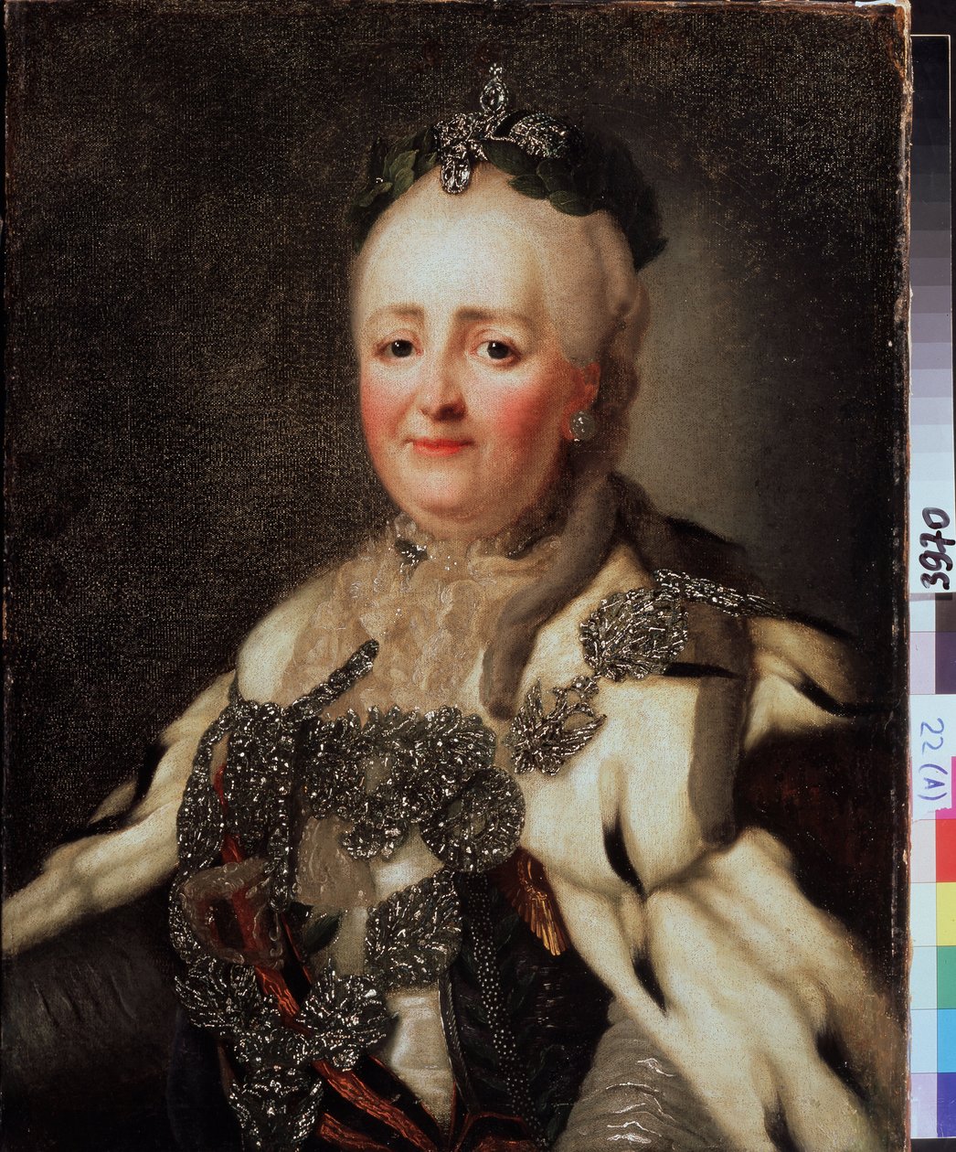 "Portrét Kateřiny II. (kateriny II.) (1729-1796), ruské císařovny"" Malba Alexandra Roslina (1718-1795). Státní regionální muzeum umění I. Pozhalostina, Rjasan. od Alexander Roslin