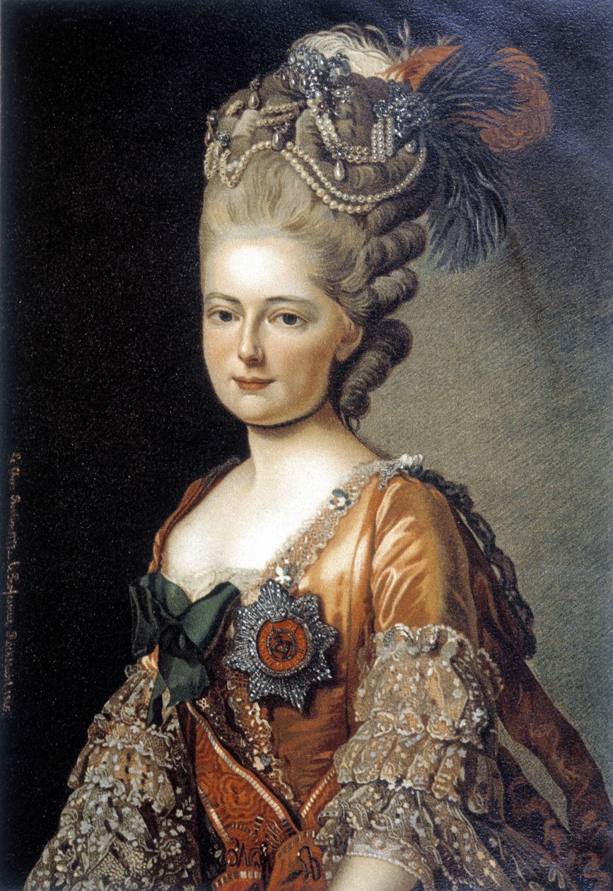 Portrét velké ruské vévodkyně Marie Fjodorovny zhotovený v roce 1777 švédským malířem Alexandrem Roslinem (1718 - 1793). od Alexander Roslin