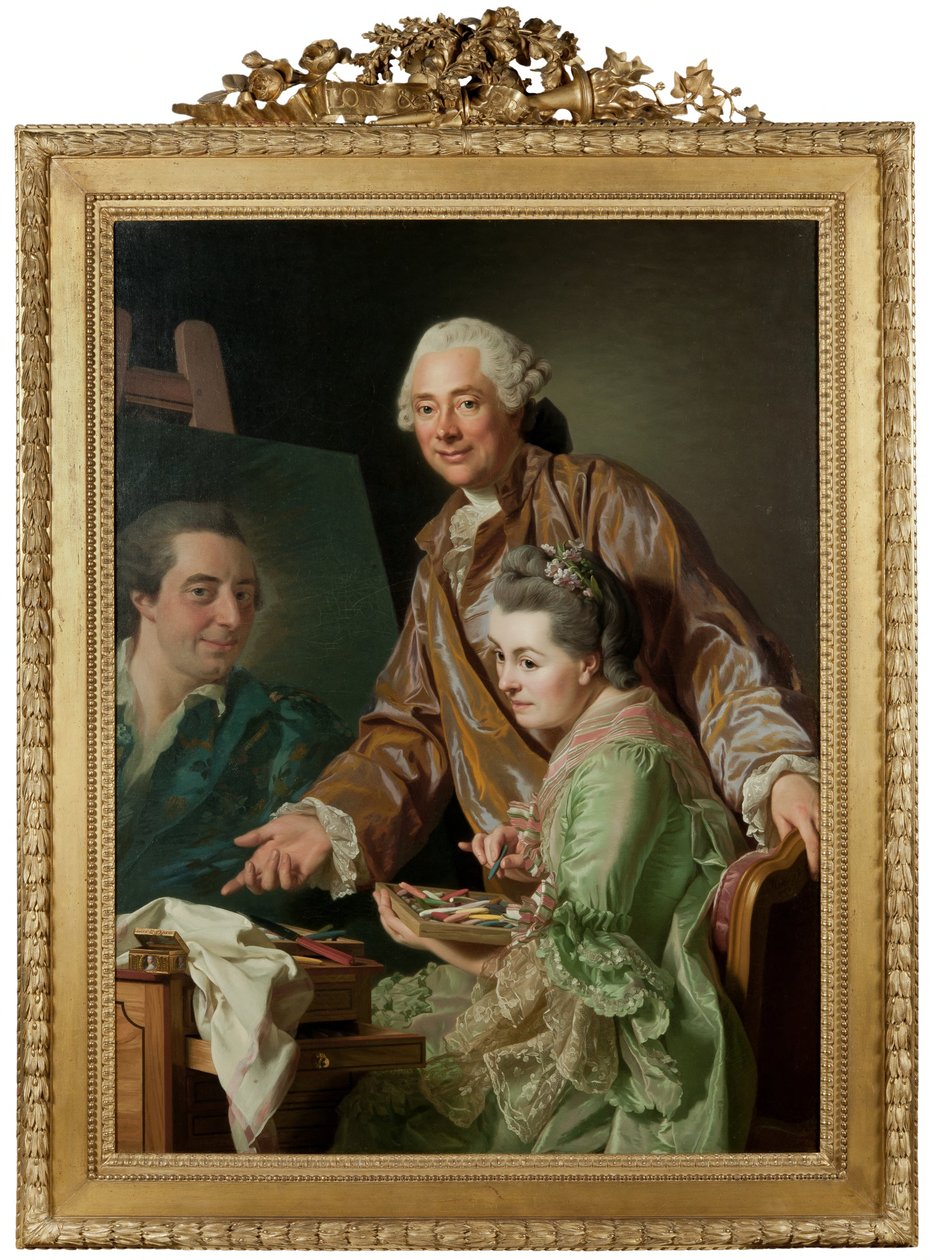 Umělec a jeho manželka Marie Suzanne Giroust při malování portrétu Henrika Wilhelma Peilla od Alexander Roslin