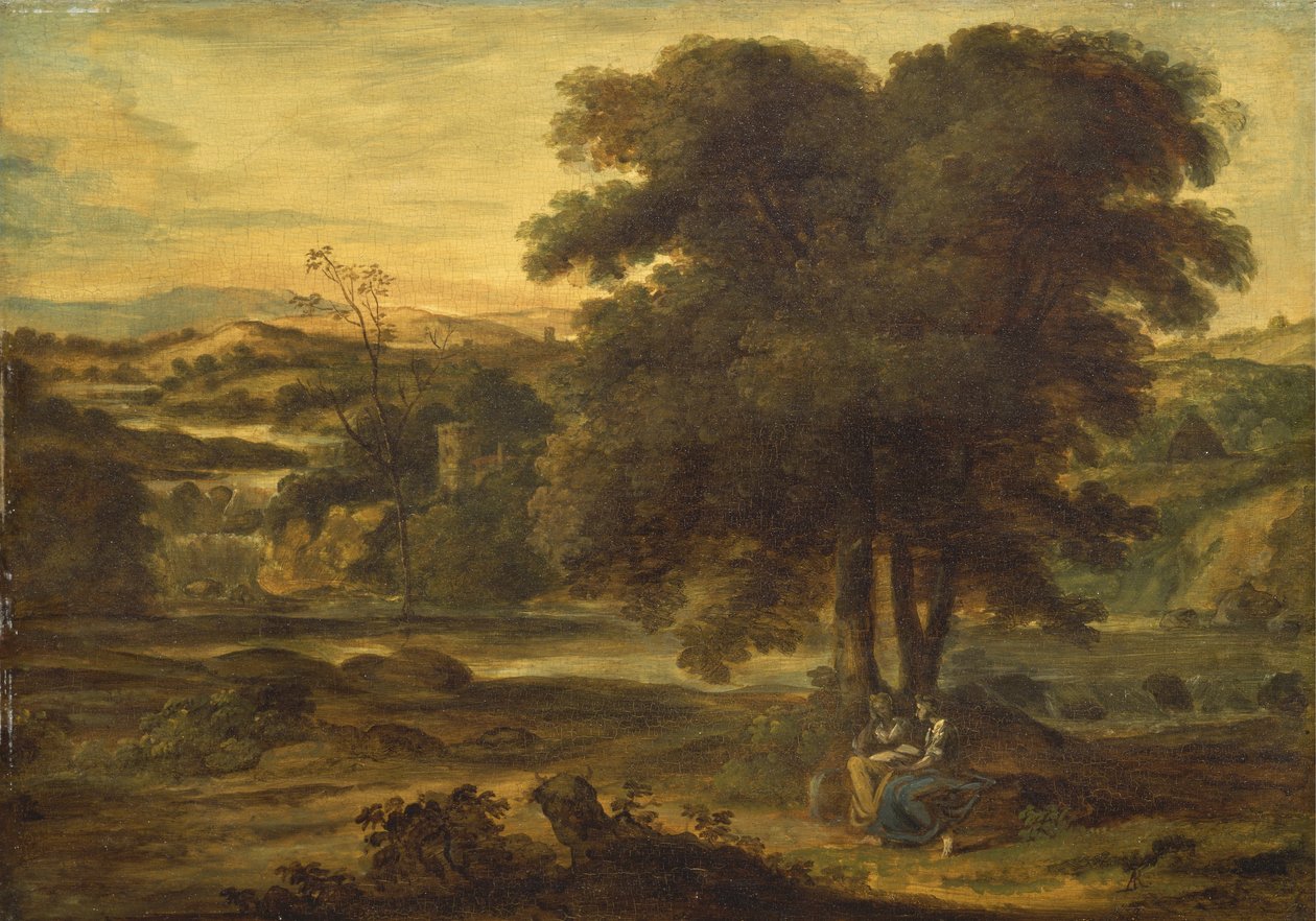 Klasická krajina, cca 1767-71 (olej na panelu) od Alexander Runciman