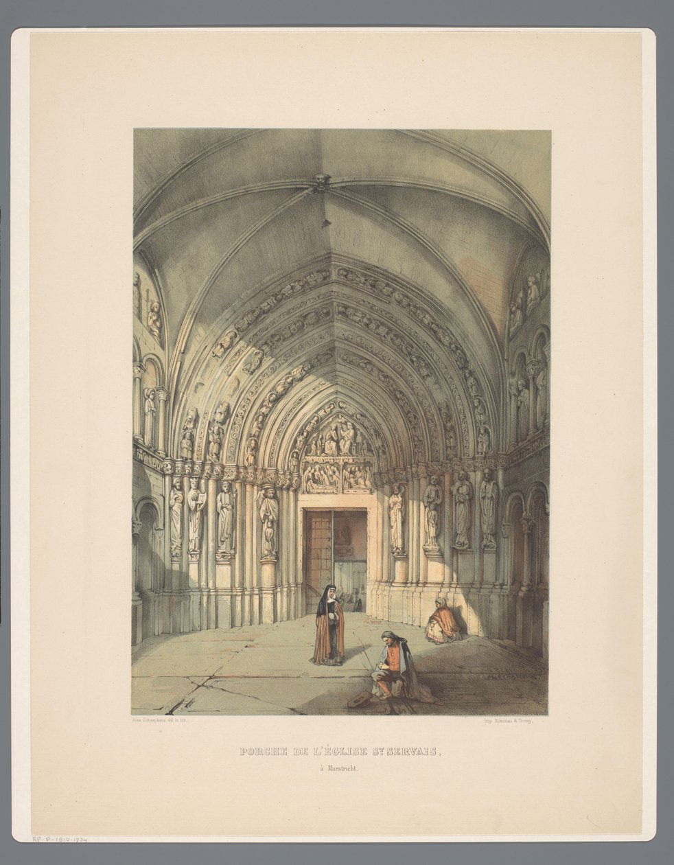 Bergportaal van Sint-Servaasbasiliek te Maastricht Veranda kostela St Servais, v Maestrichtu (titul na objektu) Starověké památky architektury od jedenáctého století do třináctého století v Limburg (název série) od Alexander Schaepkens
