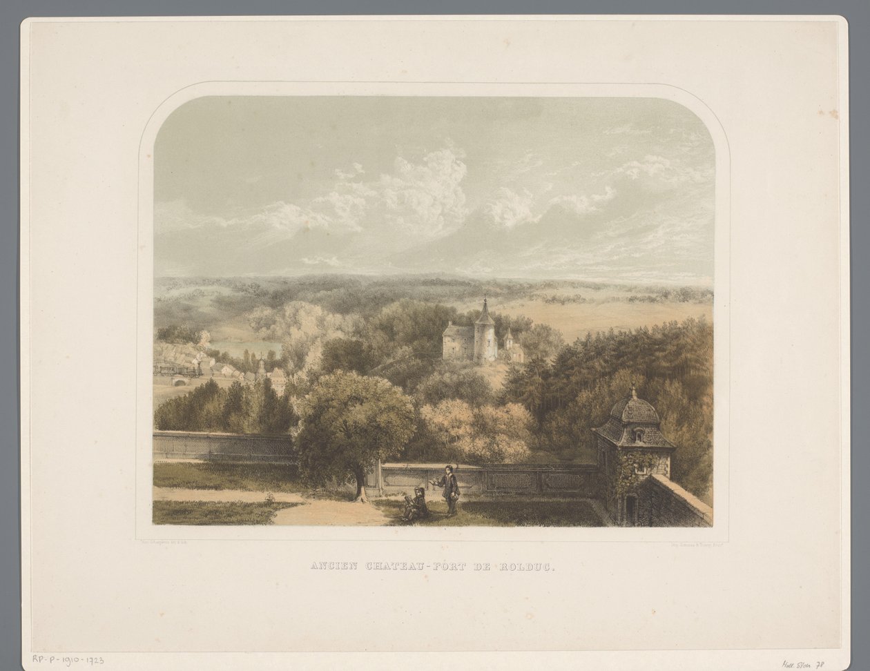Hrad poblíž Rolduc, opatství Starověký zámek-pevnost de Rolduc (název na objektu) Rolduc et ses environs (název série) od Alexander Schaepkens