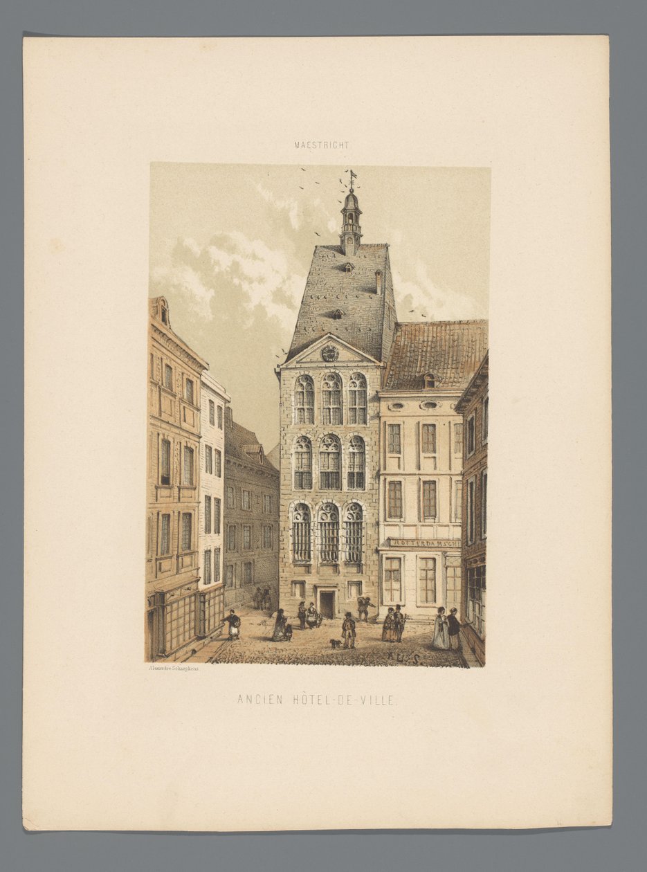 Stará radnice v Maastrichtu Ancien Hôtel-de-ville (název na objektu) Monuments de Maastricht (název série) od Alexander Schaepkens