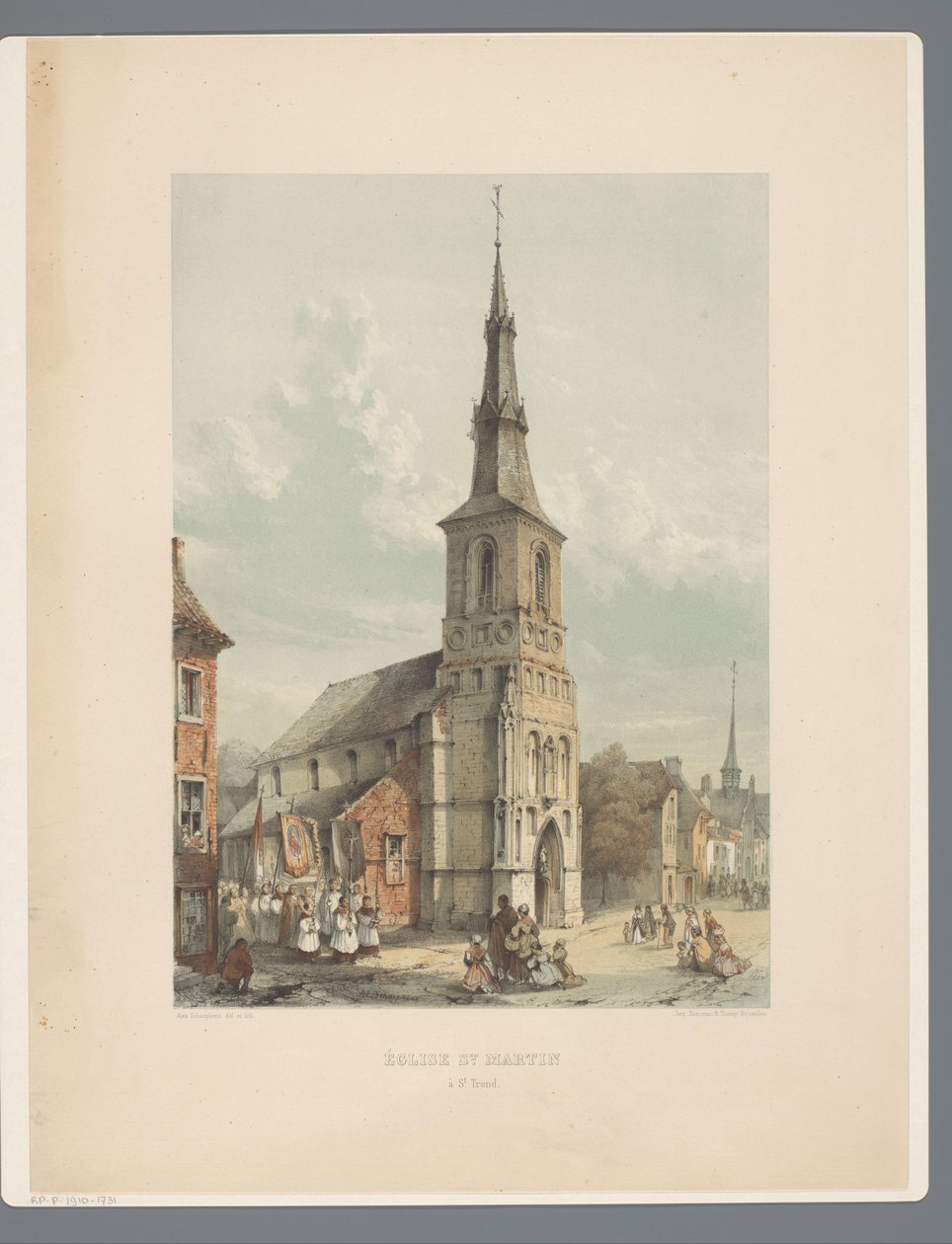 Sint-Maartenkerk a Sint-Truiden Kostel svatého Martina v St Trond (název na objektu) Starověké památky architektury od jedenáctého století do třináctého století v Limburgs (název série) od Alexander Schaepkens