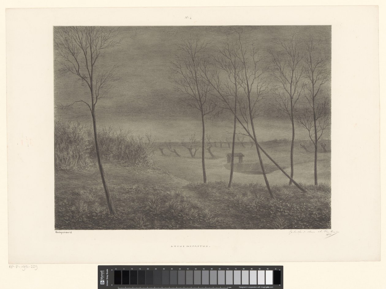 Krajina v noci Locus Nefastus (název na objektu) od Alexander Ver Huell (signed by artist)