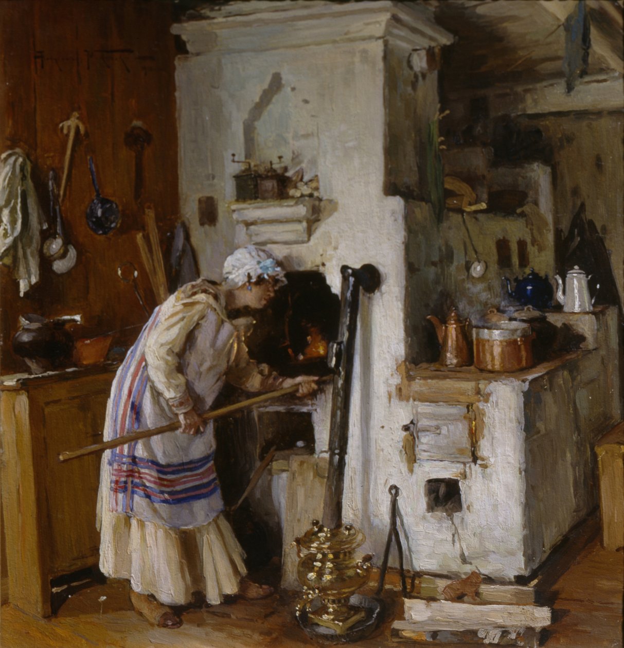 Nový domov odvaha. U sporáku, 1918 od Alexander Vladimirovich Makovsky