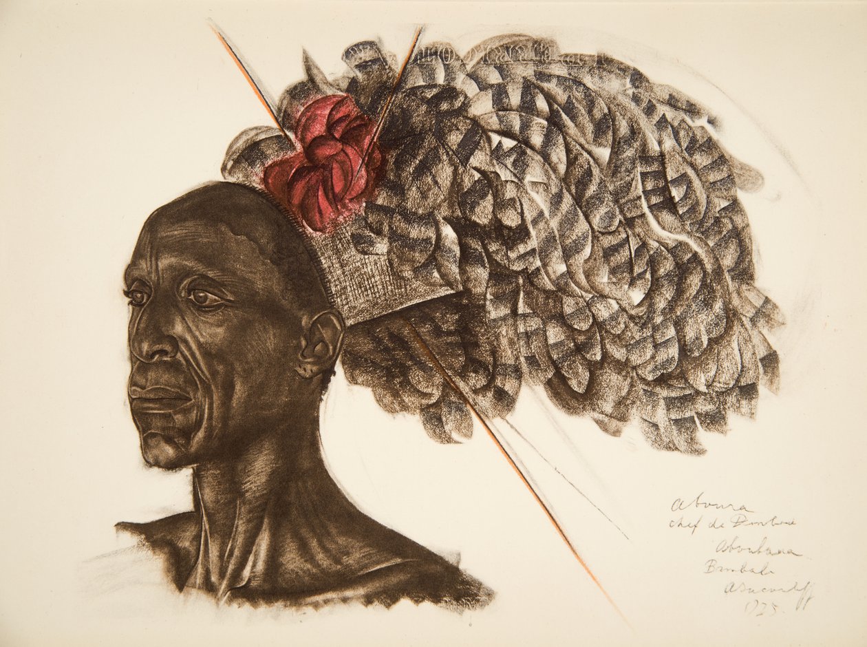 Aboura, šéfkuchař Ababoua (Bambili), z Kresby a malby Afriky, popravený během expedice Citroen Centre Afrique, druhá mise Haardt Audouin-Dubreuil, hospoda. Paříž, 1927 od Alexander Yakovlev