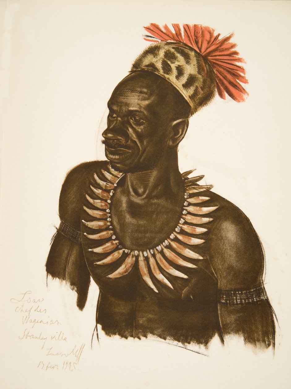 Louaho, šéfkuchař Wagenia (Stanleyville), z Kresby a malby Afriky, popravený během expedice Citroen Center Afrique, druhá mise Haardt Audouin-Dubreuil, hospoda. Paříž, 1927 (barevně lit od Alexander Yakovlev
