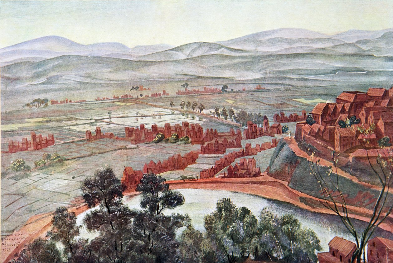 Antananarivo, pohled na Královnin palác, z Kresby a malby Afriky, popravený během expedice Citroen Centre Afrique, druhá mise Haardt Audouin-Dubreuil, hospoda. Paříž, 1927 (barva l od Alexander Yakovlev