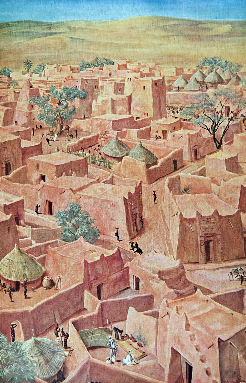 Zinder, z Kresby a malby Afriky, popravený během expedice Citroen Center Afrique, druhá mise Haardt Audouin-Dubreuil, hospoda. Paříž, 1927 od Alexander Yakovlev