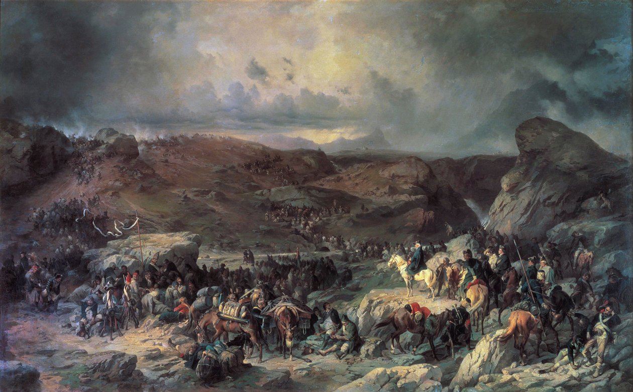 Armáda Alexandra Suvorova překračující průsmyk St Gotthard, září 1799 19. století. od Alexander von Kotzebue