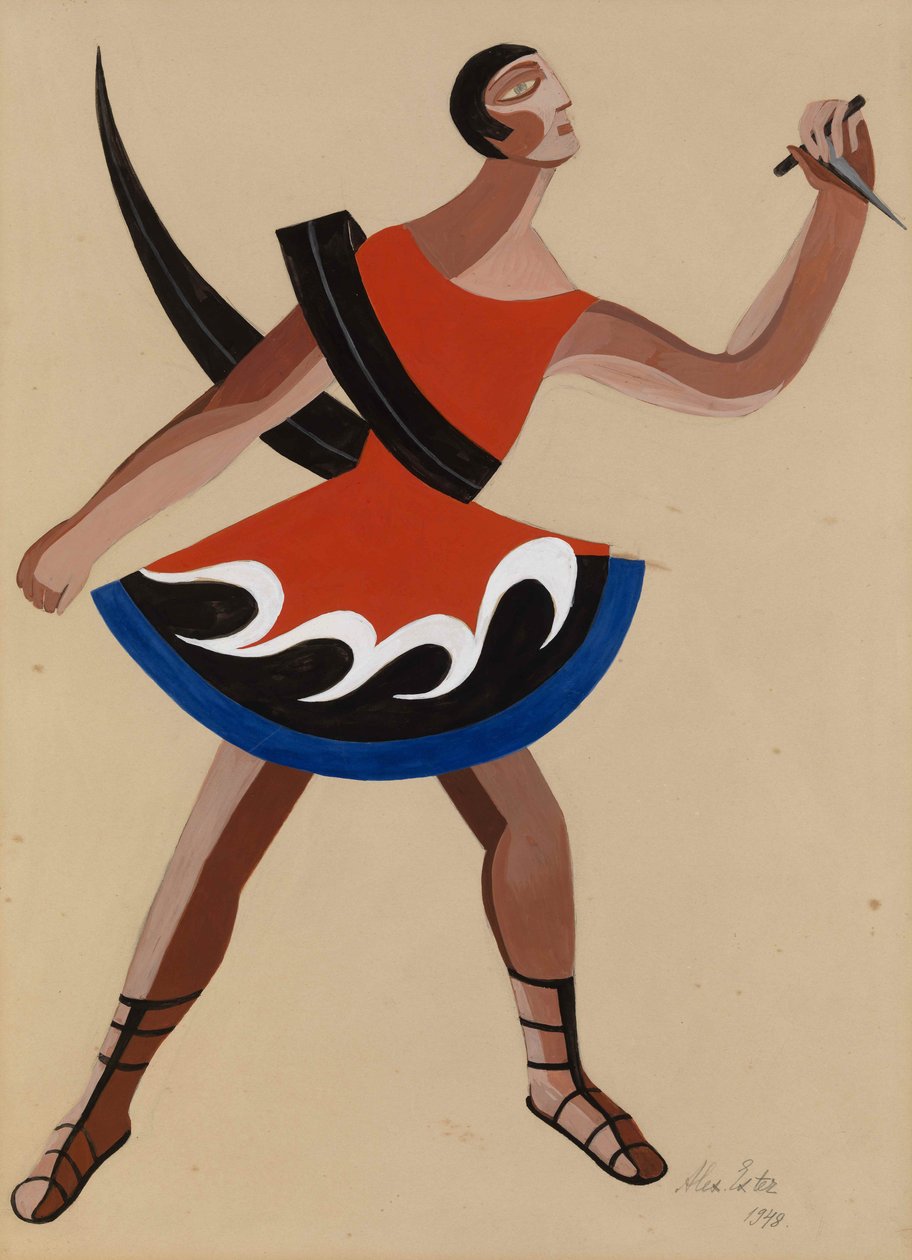 Kostýmní návrh hry The Phoenician Women od Euripides, 1948 od Alexandra Alexandrowna Exter