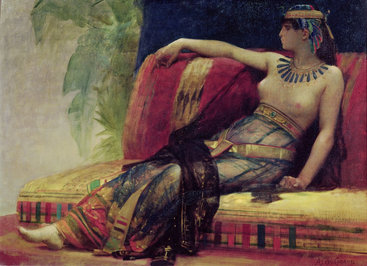 Cleopatra (69-30 př.nl), přípravná studie pro „Kleopatra testující jedy na odsouzených vězních“ od Alexandre Cabanel