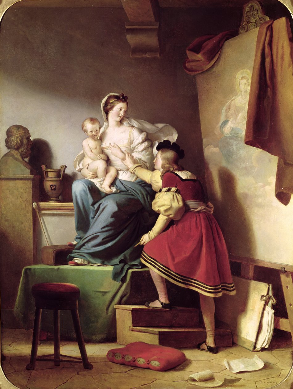 Raphael upravuje pózu svého modelu pro svůj obraz Panny Marie s dítětem od Alexandre Evariste Fragonard