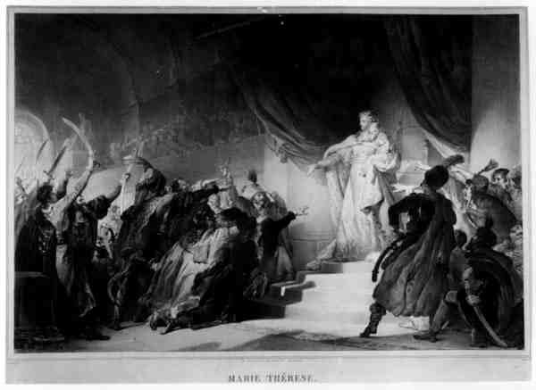 Marie Terezie (1717-80) Představuje svého syna Maďarům, ryl Theophile, tisk Lemercier od Alexandre Evariste after Fragonard