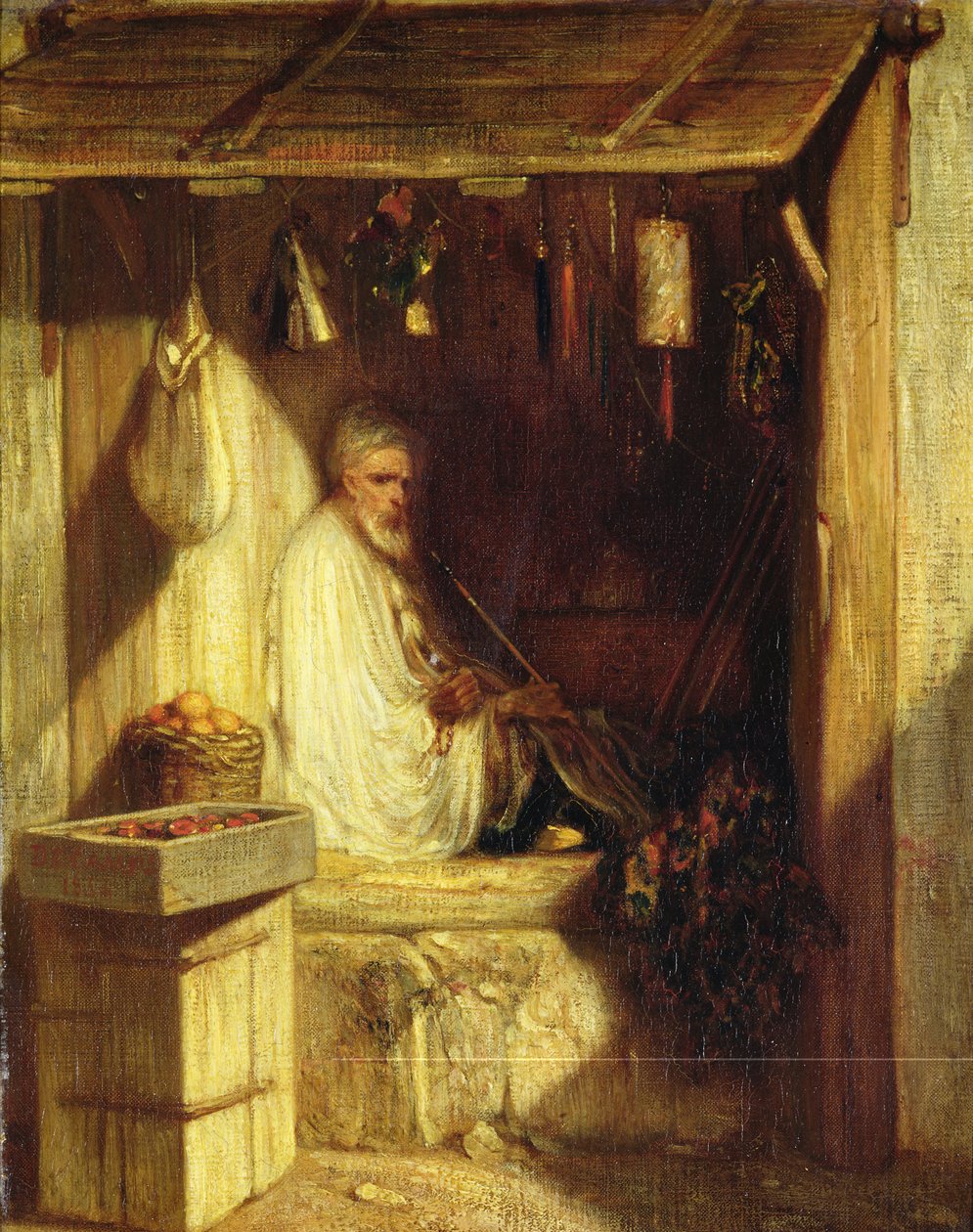 Turecký obchodník kouří ve svém obchodě, 1844 od Alexandre Gabriel Decamps