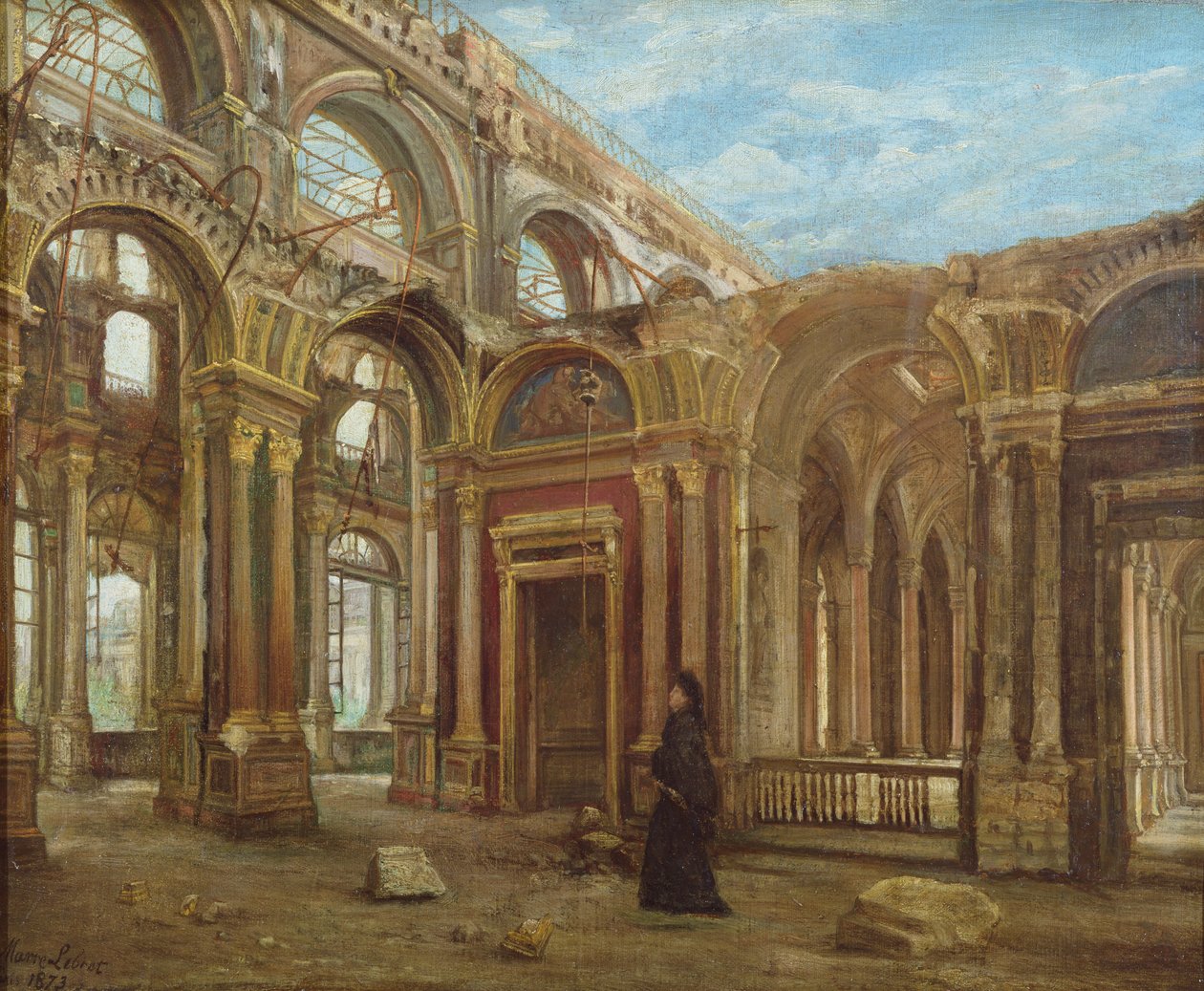 Tuileries po Pařížské komuně, 1871 od Alexandre Marre Lebrett