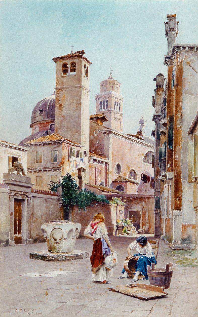 Náměstí v Benátkách, 1901 (čb na papíře) od Alexandre Nicolaievitch Roussoff