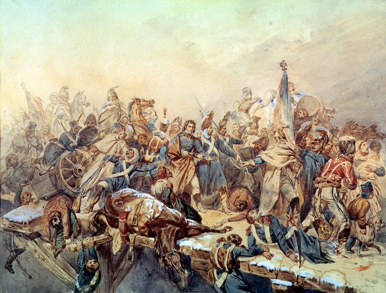 Dominique Larrey překračující Bérézinu, listopad 1812 od Alexandre Solde