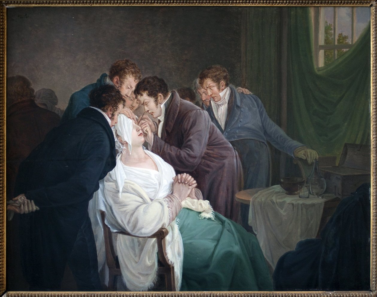 Operace šedého zákalu baronem Guillaume Dupuytrenem (1777-1835). Malba Alexandre Jean Drahonet, pseudonym Alexandre Jean Dubois (1791-1834), olej na dřevě od Alexandre Jean Dubois Drahonet