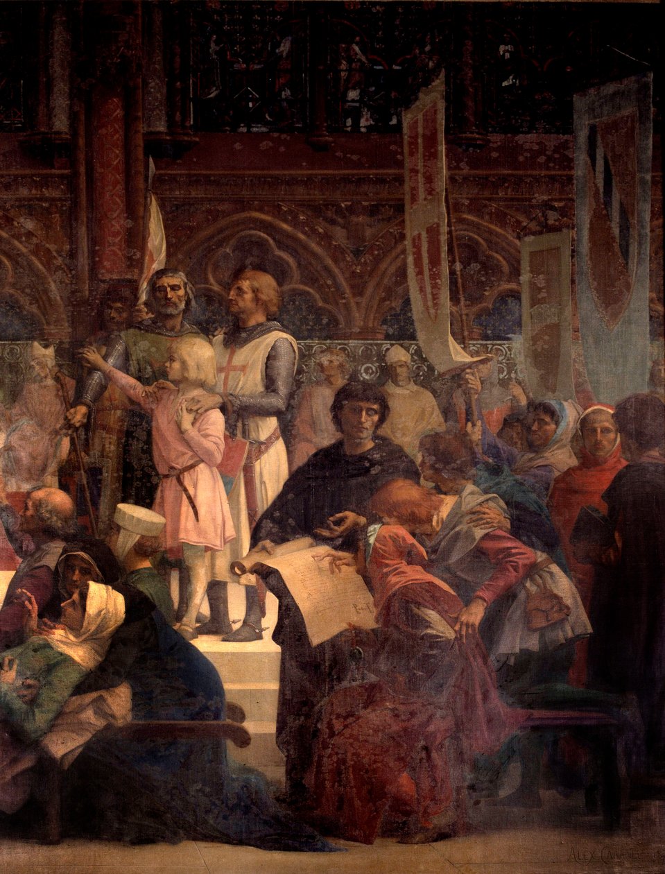 Král Ludvík IX. řekl, že svatý Ludvík (1214-1270) činí spravedlnost Obraz Alexandra Cabanela (1823-1889) Paříž, Pantheon 19. století od Alexandre Cabanel