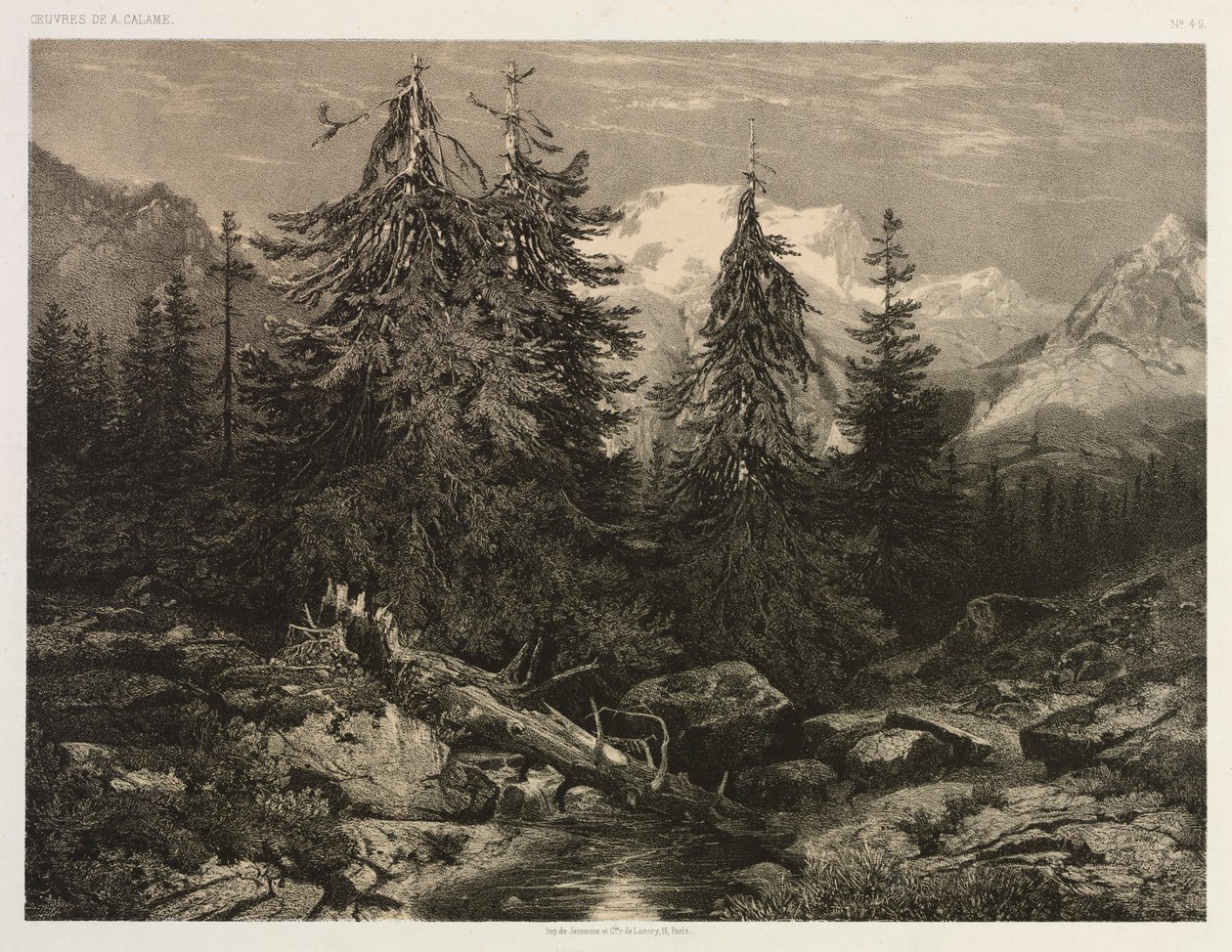 Alpský potok. od Alexandre Calame