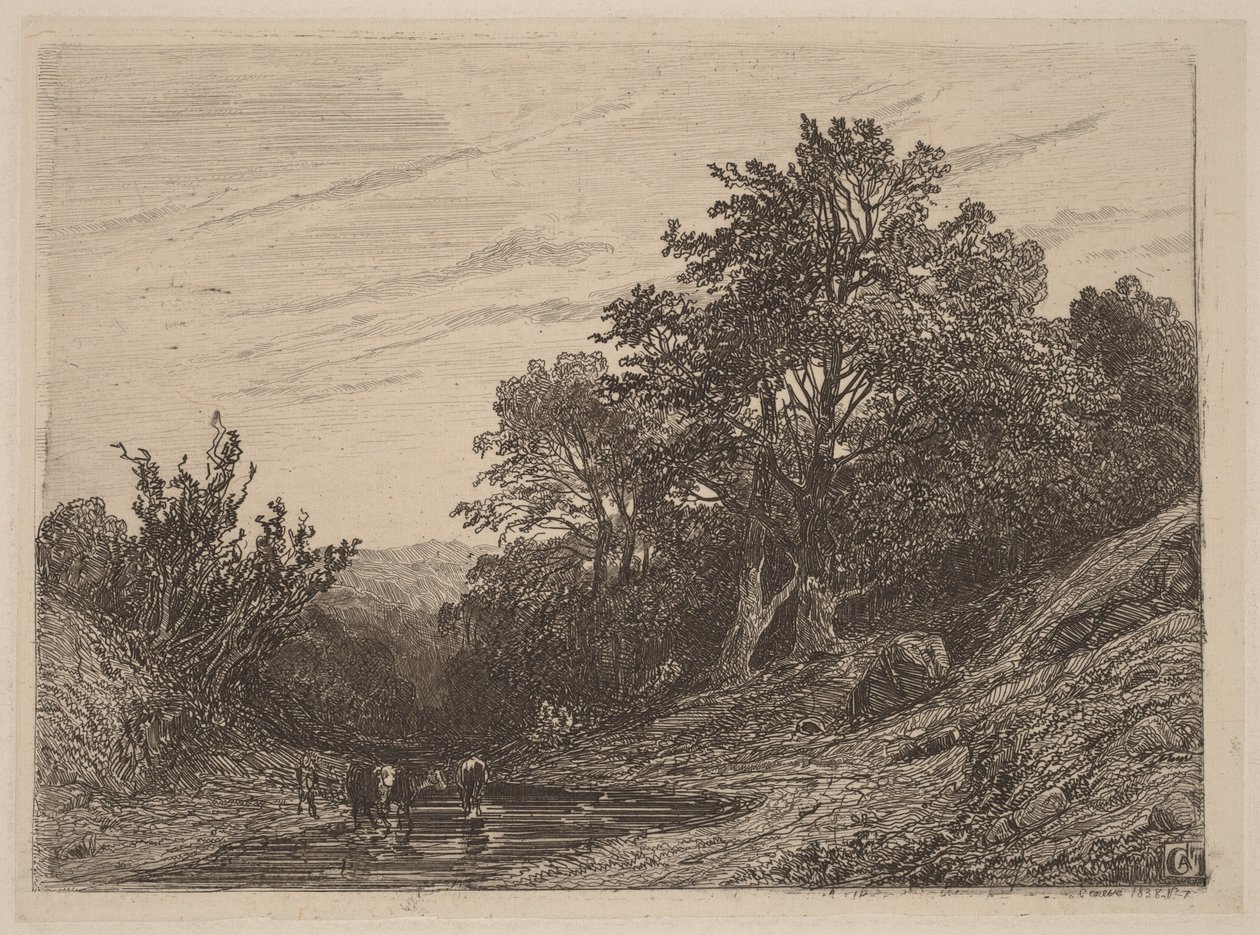 Stádo u potoka od Alexandre Calame