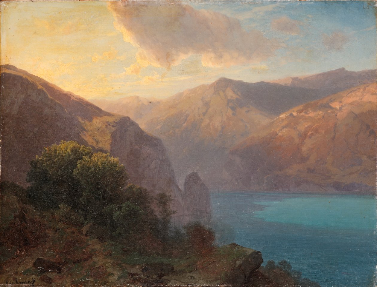 Près de Seelisberg: pohled na Lac de Lucerne z Seelisberg, Švýcarsko, 1862 od Alexandre Calame